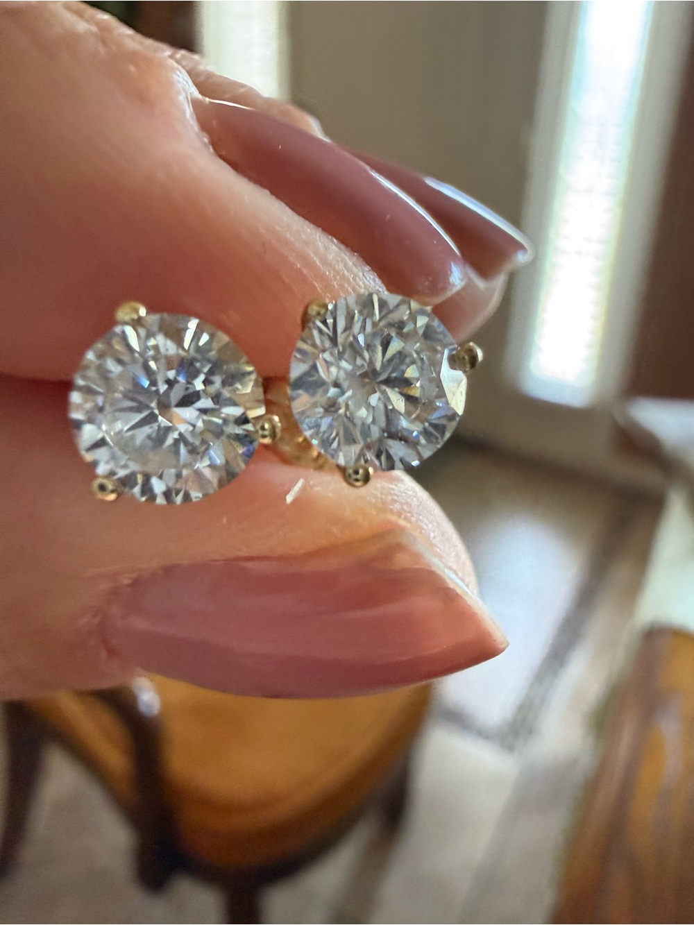 14K Yellow Gold Martini Setting Lab Grown Diamond Earrings - Picture 3 of 13